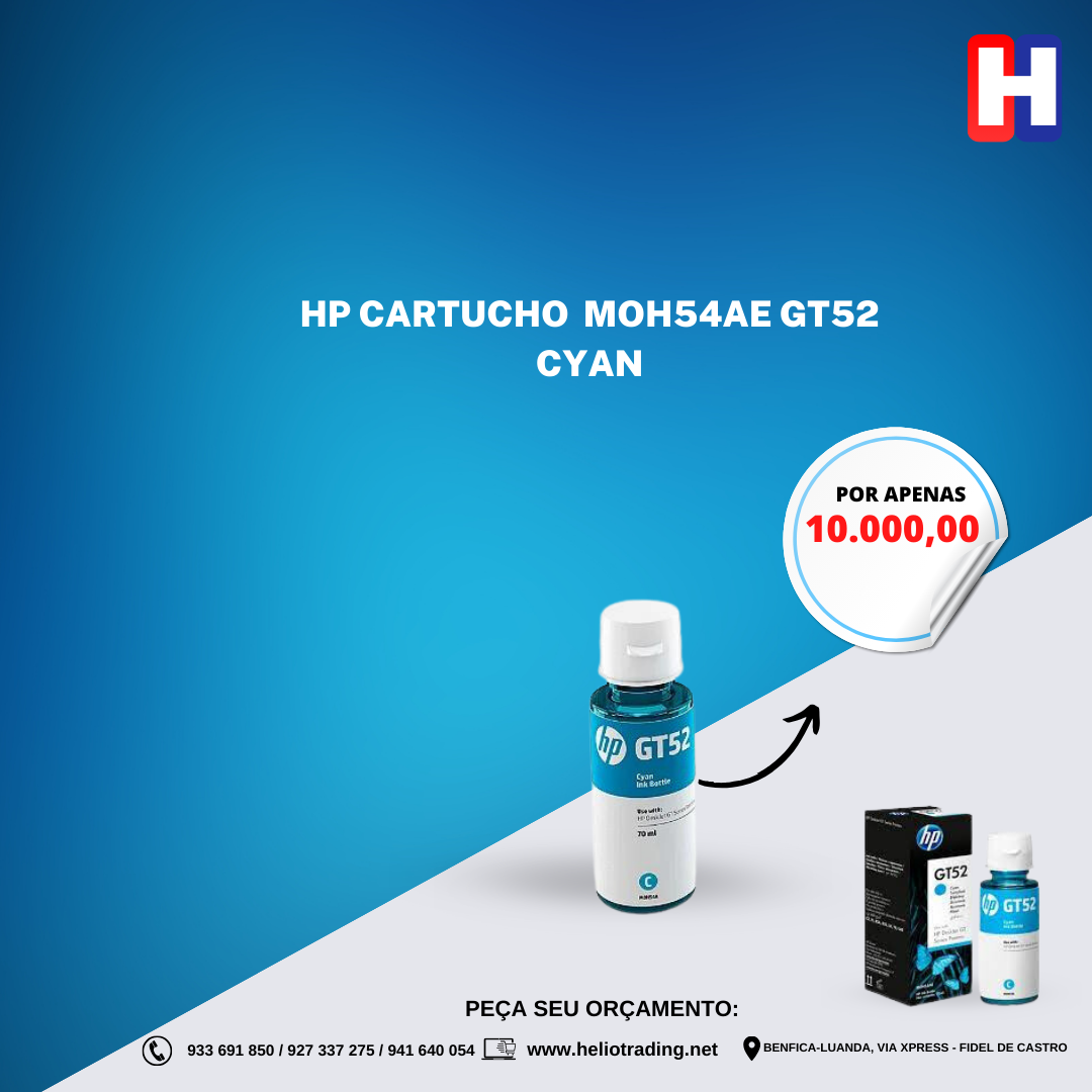 HP CARTUCHO  MOH54AE GT52 CYAN