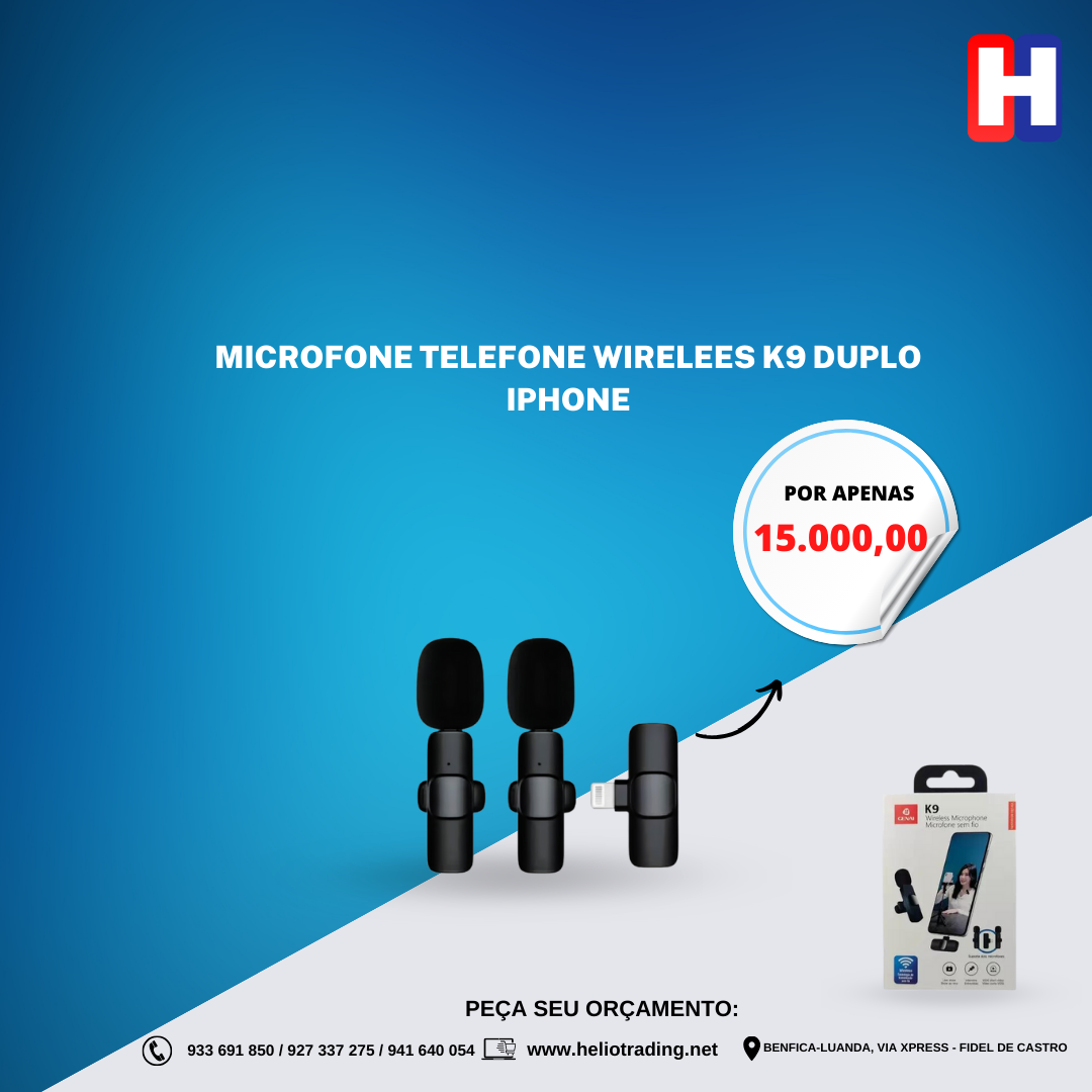 MICROFONE TELEFONE WIRELEES K9 DUPLO IPHONE