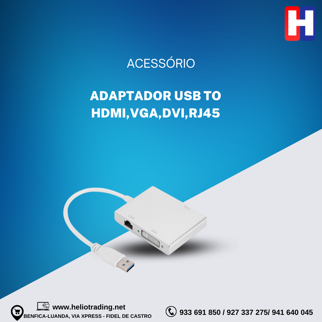 ADAPTADOR USB TO HDMI,VGA,DVI,RJ45