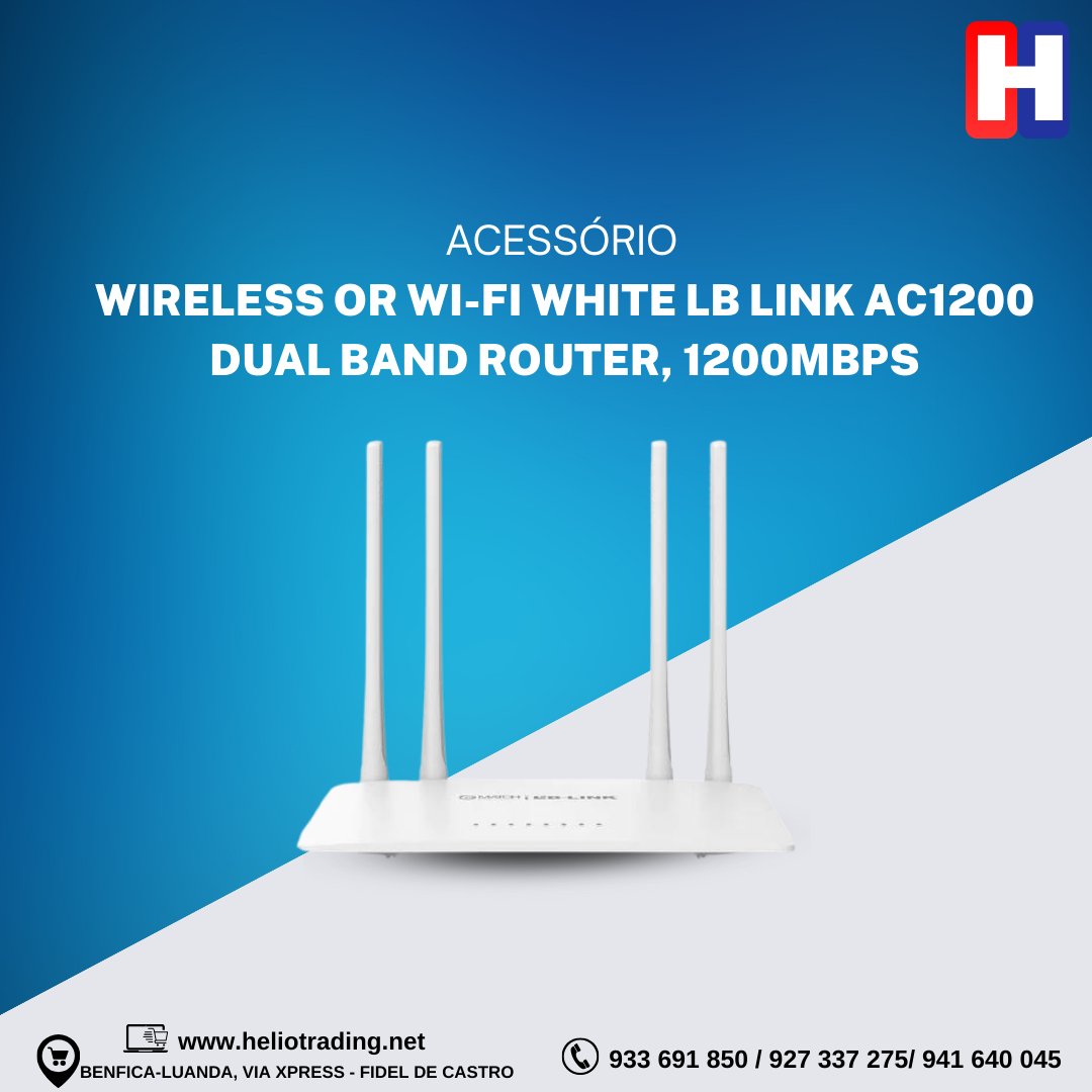 Wireless or Wi-Fi White LB Link AC1200 Dual Band Router, 1200Mbps