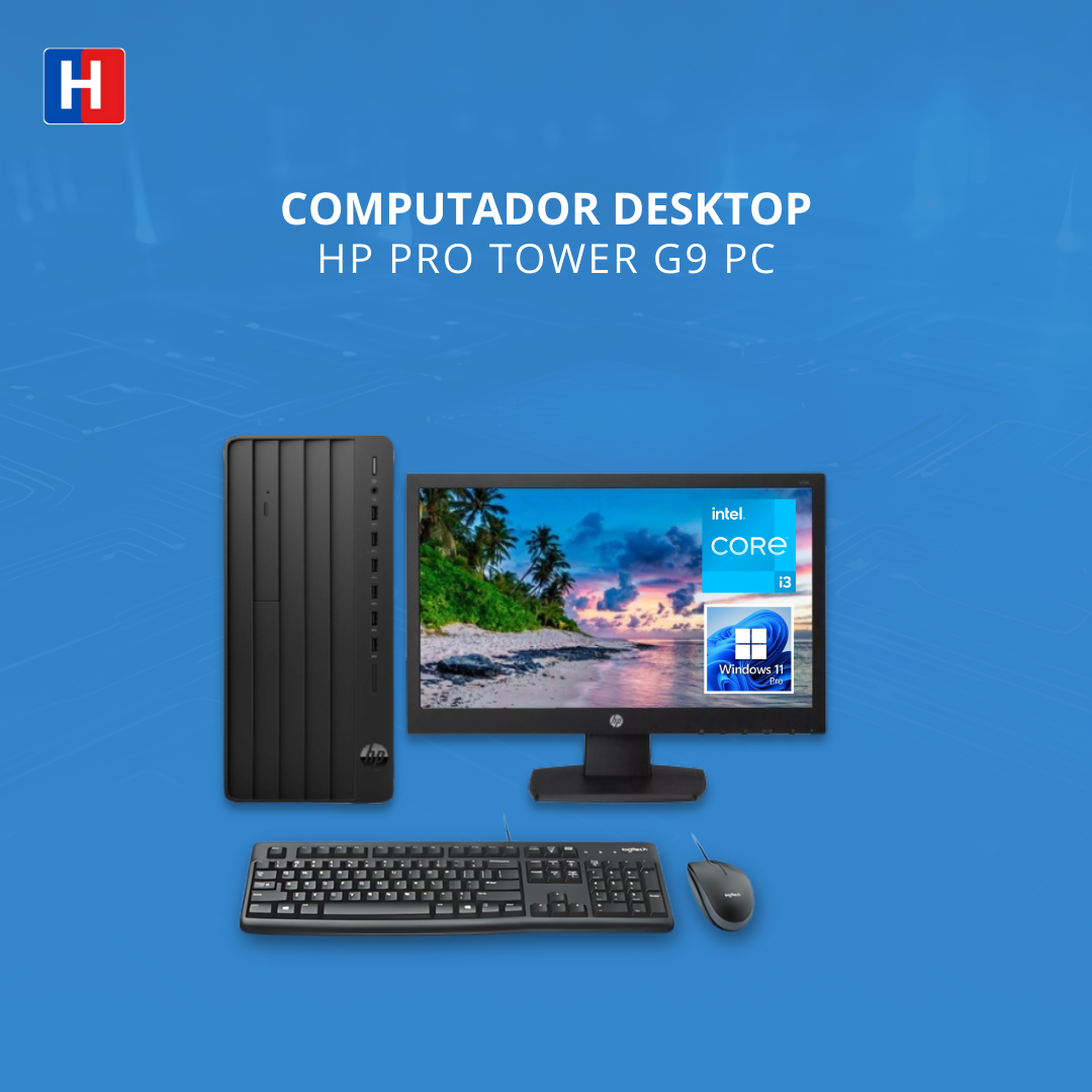 COMPUTADOR DESKTOP HP PRO TOWER G9 PC – INTEL CORE i3 (12600U) 8GB.RAM + 256GB.SSD. WINDOWS 11 PRO