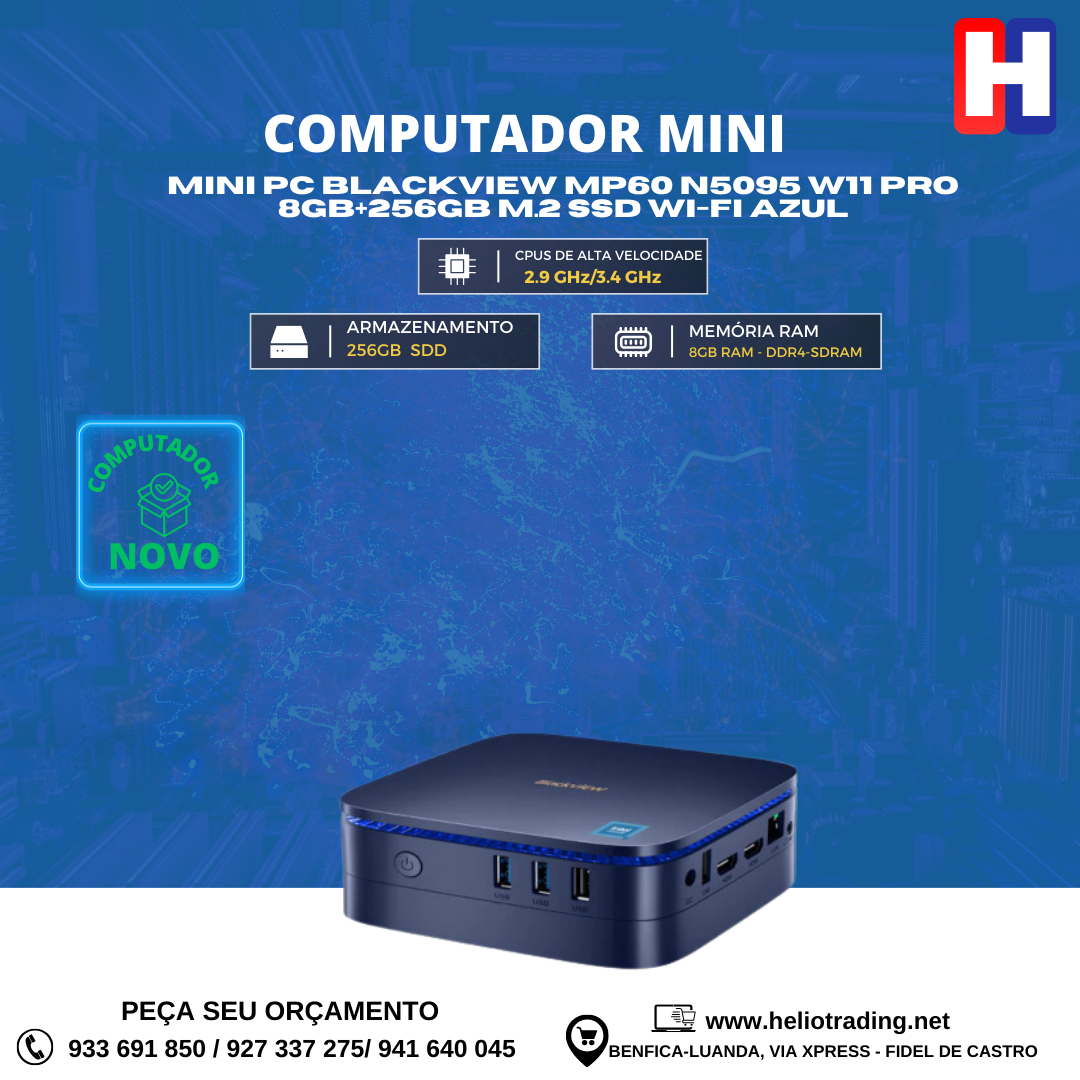 MINI PC BLACKVIEW MP60 N5095 W11 PRO 8GB+256GB M.2 SSD WI-FI AZUL