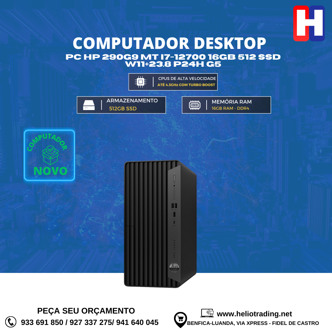 PC HP 290G9 MT I7-12700 16GB 512 SSD W11+23.8 P24H G5