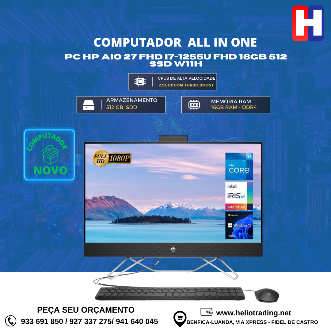 PC HP AIO 27 FHD I7-1255U FHD 16GB 512 SSD W11H