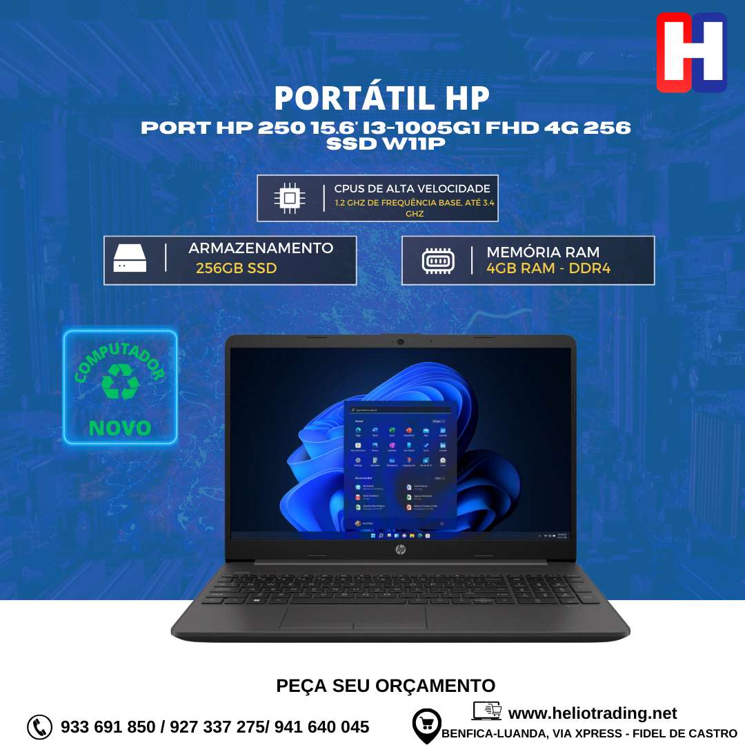 PORT HP 250 15.6′ I3-1005G1 FHD 4G 256 SSD W11P