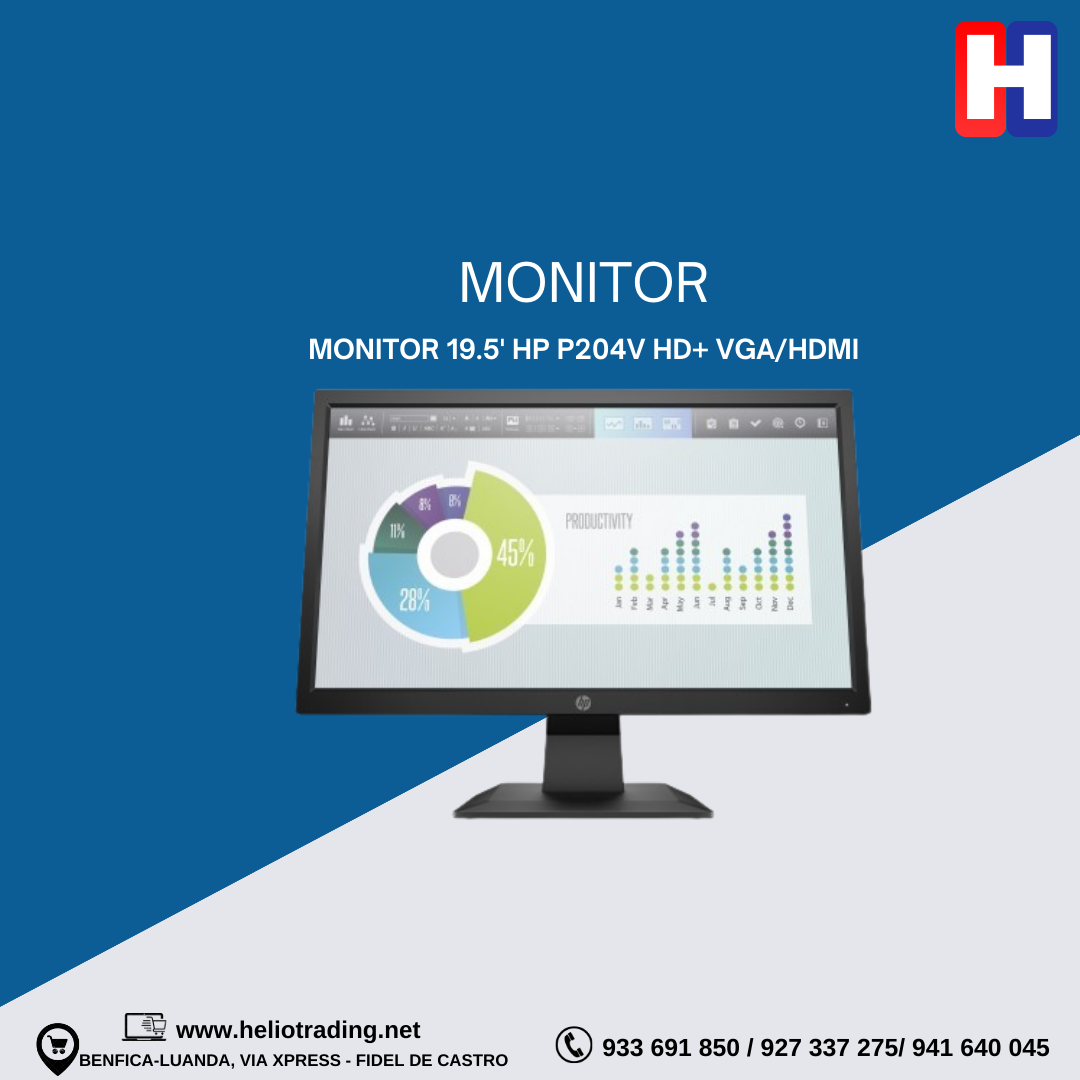 MONITOR 19.5′ HP P204V HD+ VGA/HDMI