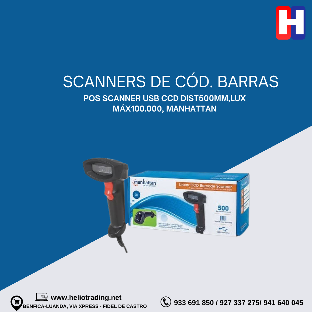 POS SCANNER USB CCD Dist500mm,Lux máx100.000, MANHATTAN