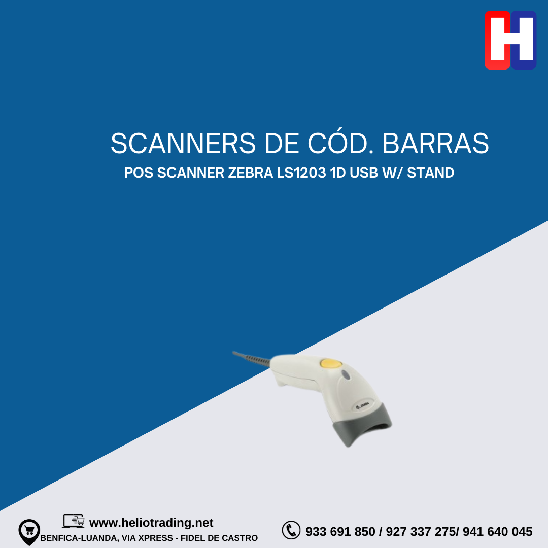 POS SCANNER ZEBRA LS1203 1D USB W/ STAND