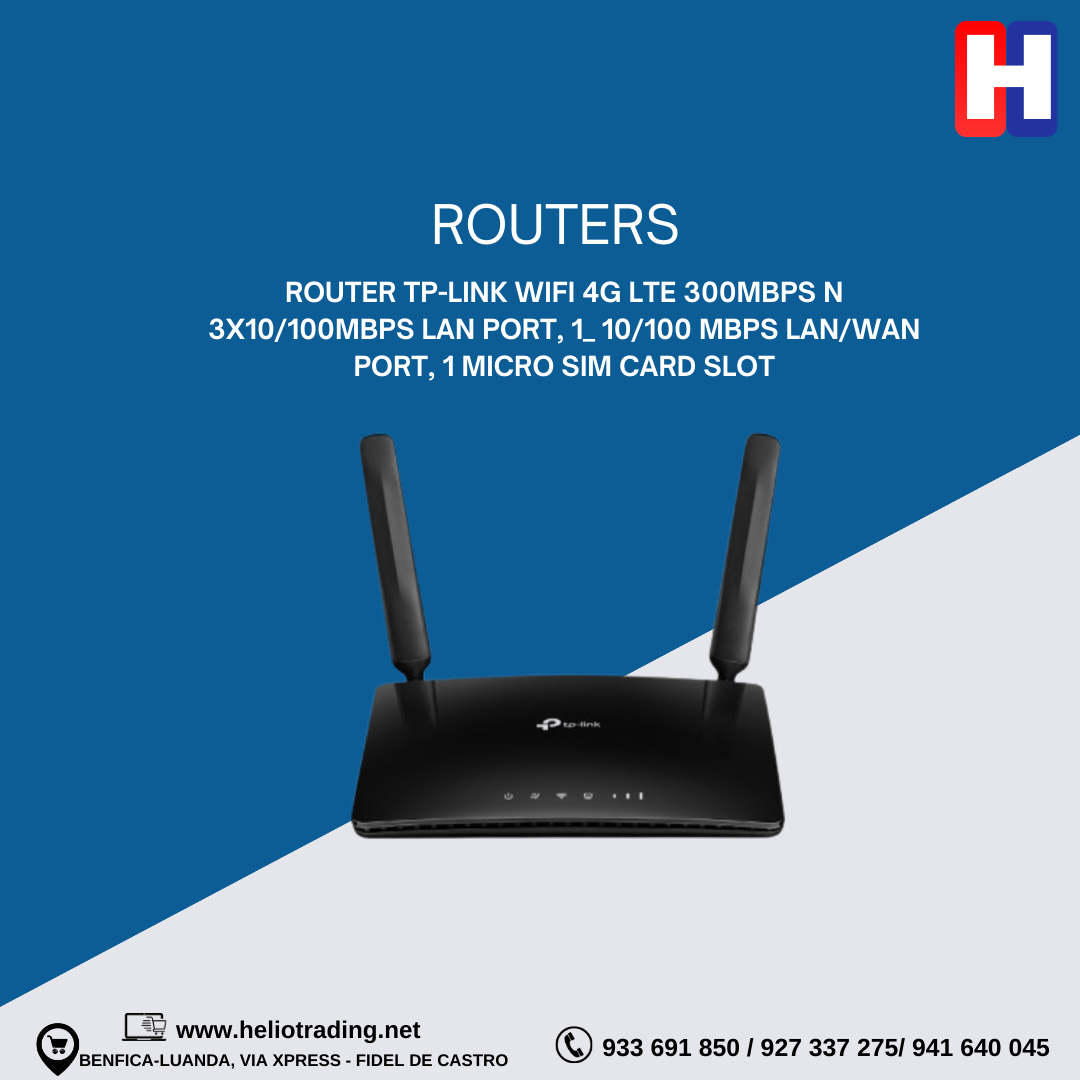 ROUTER TP-LINK WIFI 4G LTE 300MBPS N 3X10/100MBPS LAN PORT, 1_ 10/100 MBPS LAN/WAN PORT, 1 MICRO SIM CARD SLOT